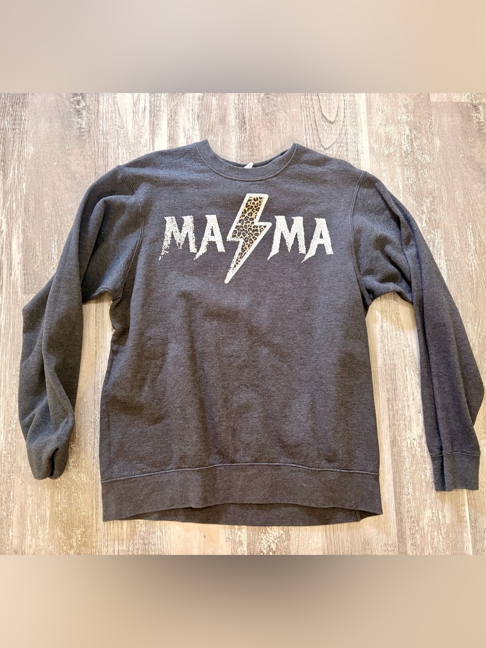 Port and Company Charcoal 'MA⚡MA' Graphic Crewneck Sweatshirt